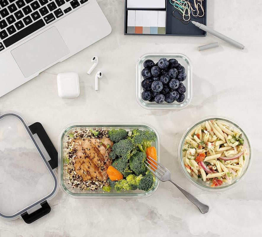 Joyjolt Joyful 24Pc(12 Airtight, Freezer Safe Food Storage Containers and 12 Lids), Pantry Kitchen Storage Containers, Glass Meal Prep Container for Lunch, Glass Storage Containers with Lids