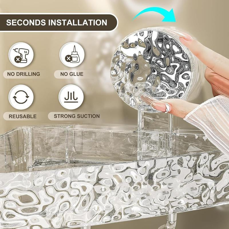 Corner Shower Caddy,Removable Suction Cup Shower Shelf Adhesive Bathroom Shower Organizer Detachable Shower Self with 4 Hooks Kitchen Caddy Spice Rack