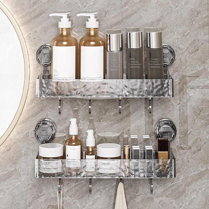 Corner Shower Caddy,Removable Suction Cup Shower Shelf Adhesive Bathroom Shower Organizer Detachable Shower Self with 4 Hooks Kitchen Caddy Spice Rack