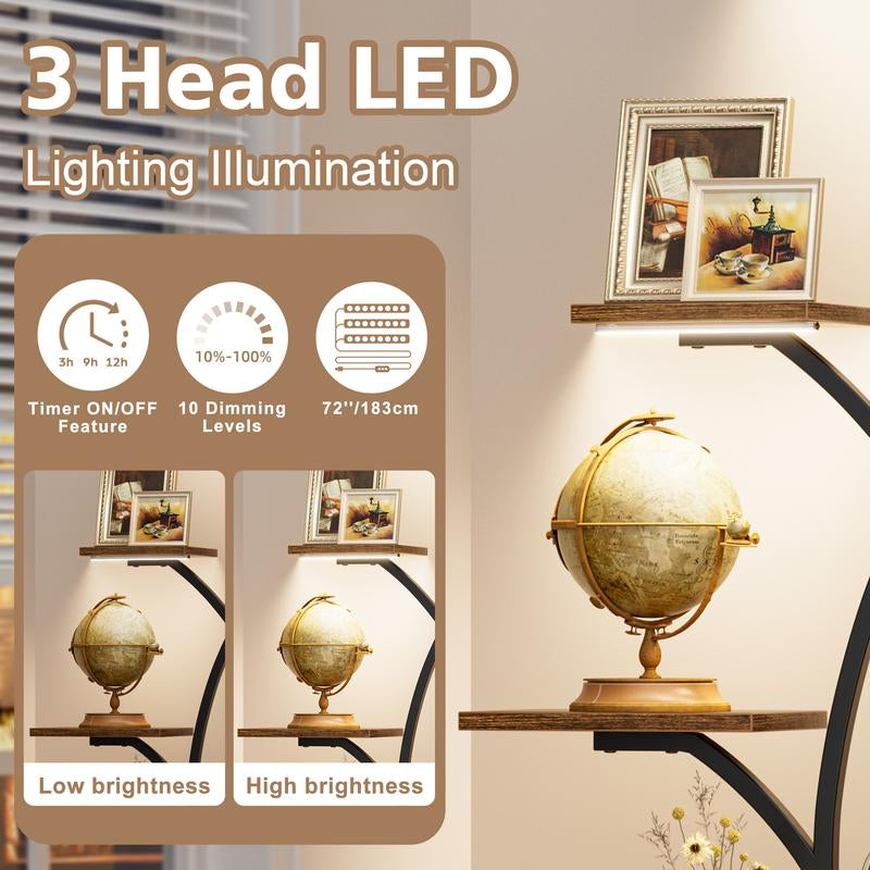 Minimalist 8-Tier Corner Storage Rack with LED Lights – 62" Display Shelf for Bedroom, Living Room Space,Ambient Glow & Style Home Decor Collection