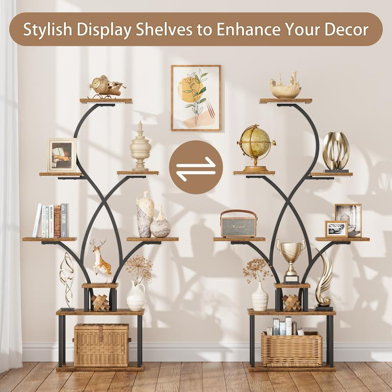 Minimalist 8-Tier Corner Storage Rack with LED Lights – 62" Display Shelf for Bedroom, Living Room Space,Ambient Glow & Style Home Decor Collection